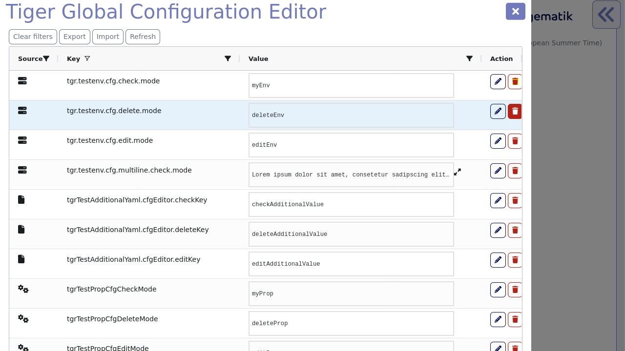 screenshot of editor table highlighting the delete button