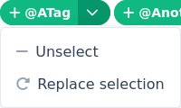 testselector tags dropdown