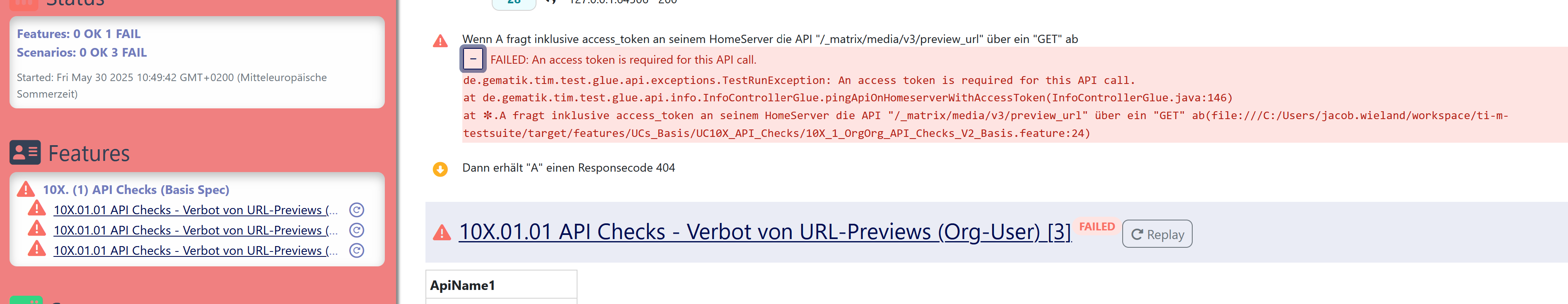 webui step failure message